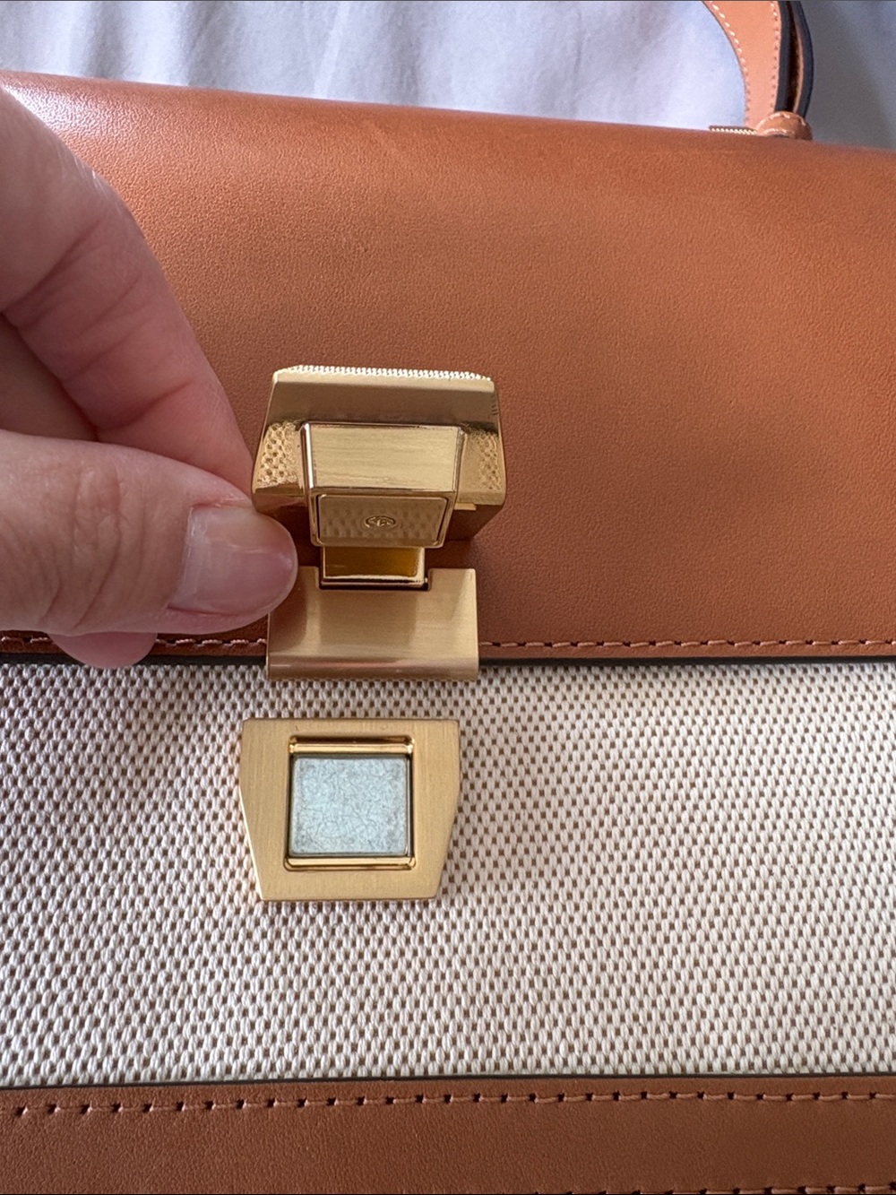 Rag & Bone New York Tan Leather and Canvas Shoulder Bag Adjustable Strap w/dusty - Picture 4 of 16